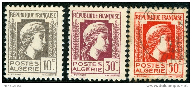 ALGERIA, COLONIA FRANCESE, FRENCH COLONY, 1944, FRANCOBOLLI NUOVI (MLH*) E USATI, Scott 172,173,175 - Neufs