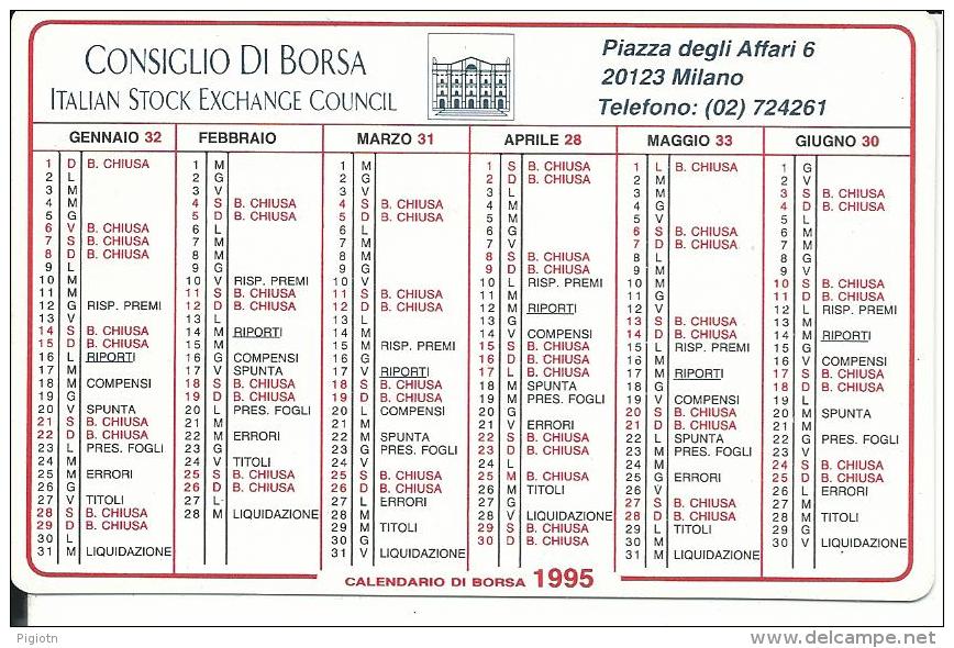 CAL349 - CALENDARIETTO 1995 - CONSIGLIO DI BORSA - Formato Piccolo : 1991-00
