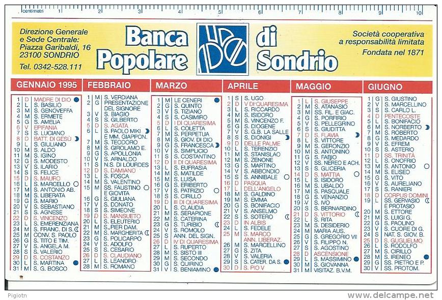CAL354 - CALENDARIETTO 1995 - BANCA POPOLARE DI SONDRIO - Formato Piccolo : 1991-00