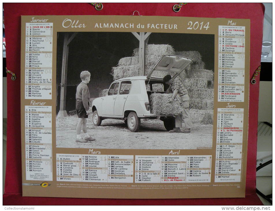 Calendrier Du Facteur, Renault 4L & Citroën 2CV - Oller - 2014 - - Grand Format : 2001-...