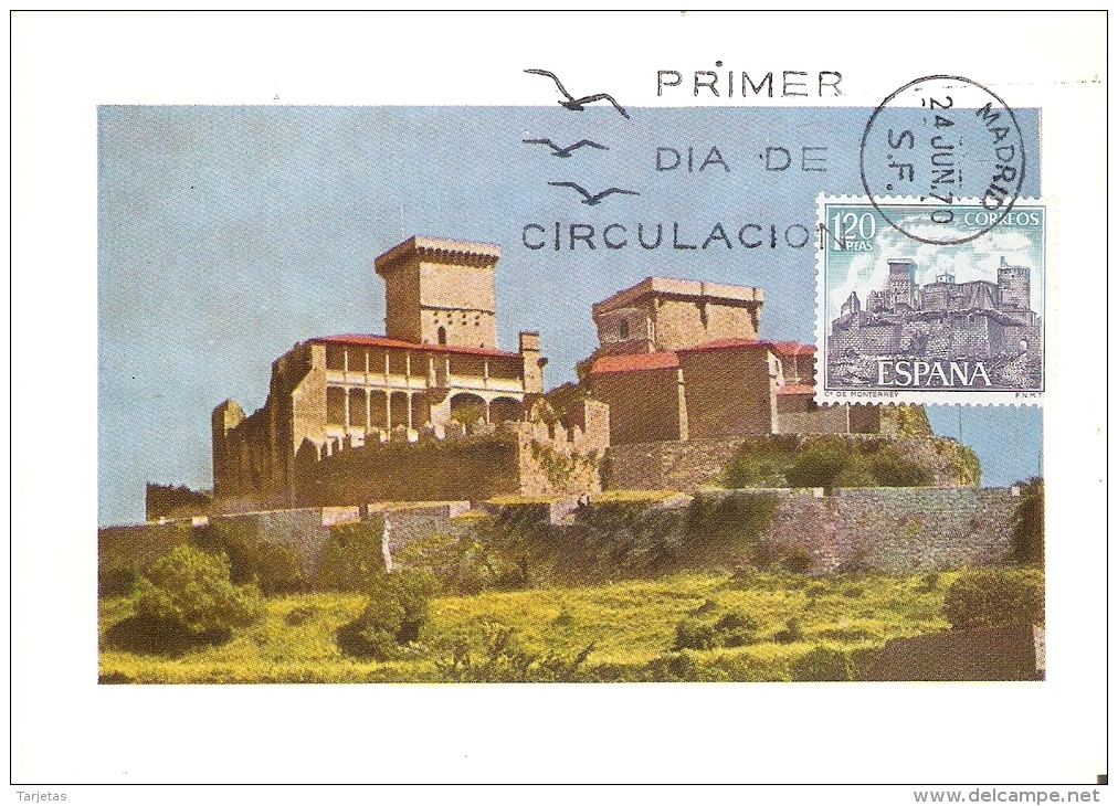 1978 POSTAL DEL CASTILLO DE MONTERREY DEL AÑO 1970 (CASTLE) ( PRIMER DIA DE CIRCULACION) - Tarjetas Máxima