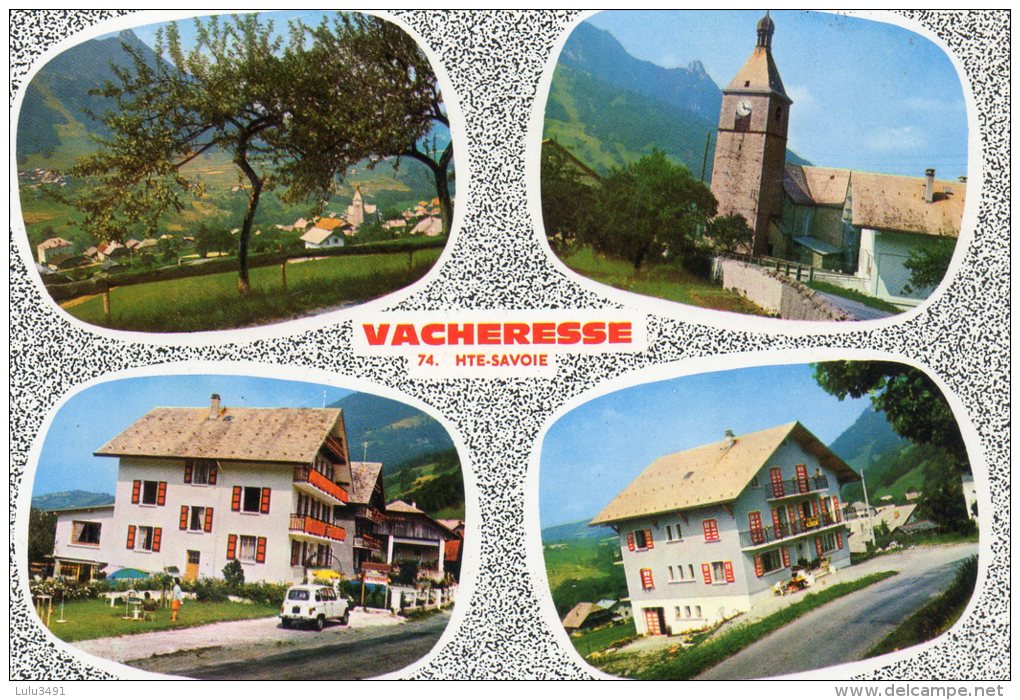 CPSM - VACHERESSE (74) - (alt. 830 M.) Carte Multi-vues - Eglise - Restaurants - Vacheresse