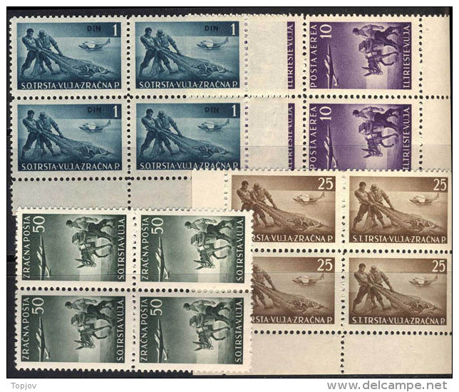 YUGOSLAVIA - TRIESTE - VUJA - ZONA B  - FISHER - DONKEY - Bl Of 4x  - **MNH - 1949 - Nuovi