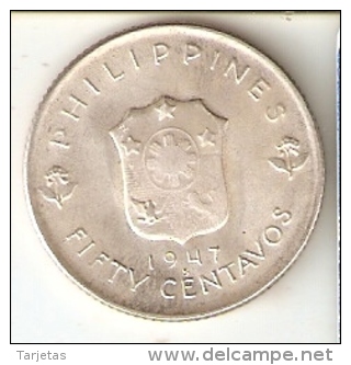 MONEDA DE PLATA DE FILIPINAS DE 50 CENTAVOS DEL AÑO 1947 (COIN) SILVER-ARGENT - Filipinas