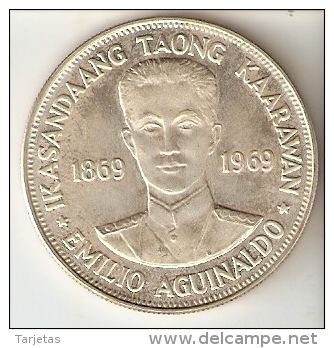 MONEDA DE PLATA DE FILIPINAS DE 1 PISO DEL AÑO 1969 DE IKASANDAANG TAONG  (COIN) SILVER-ARGENT - Filipinas