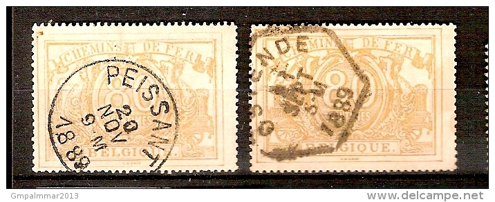 Spoorweg Nr. TR 12 (2x) Waarbij 1 X Met  ZELDZAME Stempel PEISSANT En 1 X Stempel OSTENDE ; 2 X WATERMERK ! - Usados