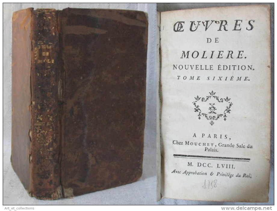 &OElig;uvres De Molière &ndash; Tome 6 Avec Gravures / Mouchet éditeur En 1758 - 1701-1800
