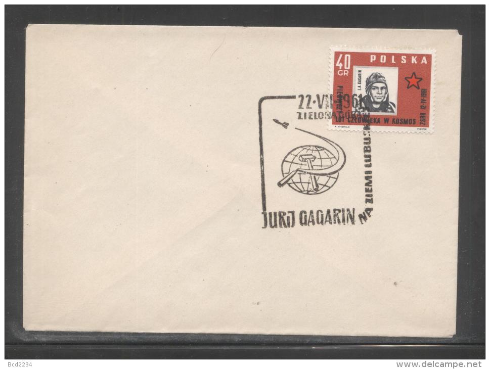 POLAND 1961 1ST COSMONAUT IN SPACE YURI GAGARIN VISIT TO LUBUSKIE VOIVODSHIP ZIELONA GORA COMM CANCEL ON COVER ERROR - Variétés & Curiosités