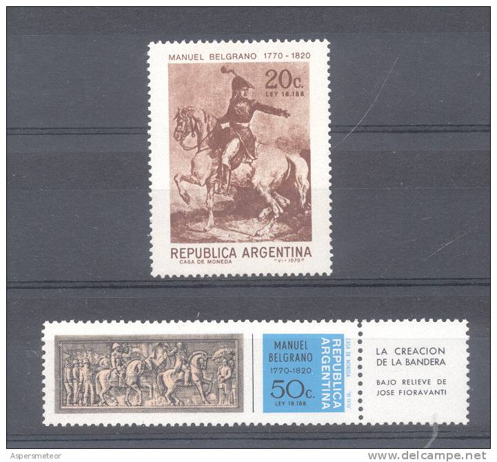 200 AÑOS DEL NACIMIENTO DEL GENERAL MANUEL BELGRANO 1770-1970 SERIE COMPLETA MNH TBE REPUBLICA ARGENTINA - Otros & Sin Clasificación