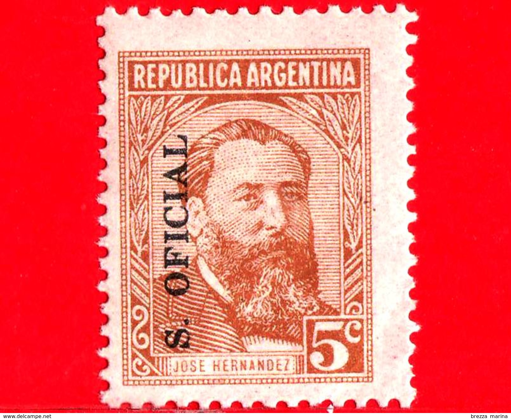 Nuovo - MNH - ARGENTINA - 1957 - José Hernandez (1834-1886), Poeta - 5 - Ongebruikt