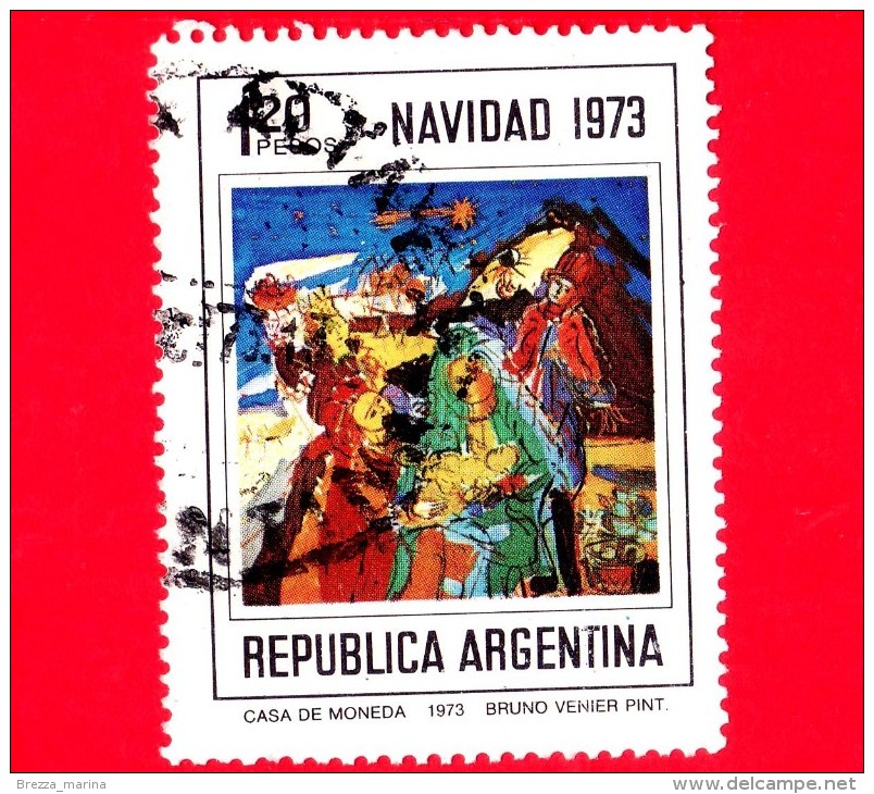 ARGENTINA - Usato -  1973 - Natale - Christmas - Noel - Navidad - Natività, Di Bruno Venier, - 1.20 - Gebraucht