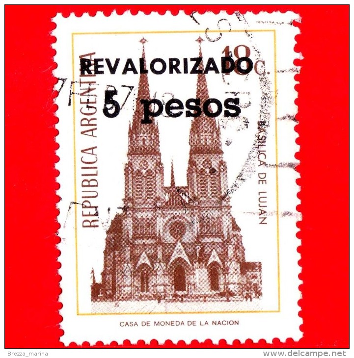 ARGENTINA - Usato -  1975 -  Basilica Di Lujan - Revalorizado - 5p On 18c - Gebraucht