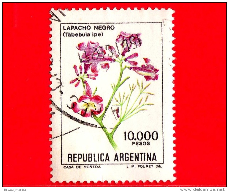 ARGENTINA - Usato -  1982 - Fiori - Flowers - Fleurs - Tabebuia Ipe - Lapacho Negro - 10.000 - Used Stamps