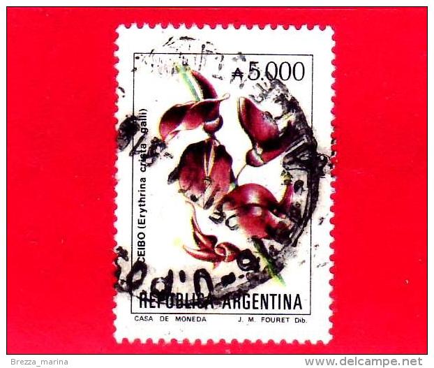 ARGENTINA - Usato -  1990 - Fiori - Flowers - Fleurs - Erythrina Crista-galli - 5.000 - Usados