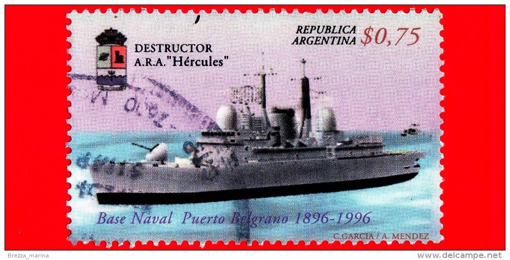 ARGENTINA - Usato -  1996 - Base Navale A Porto Belgrano - Nave - Destructor Hercules - $ 0.75 - Used Stamps