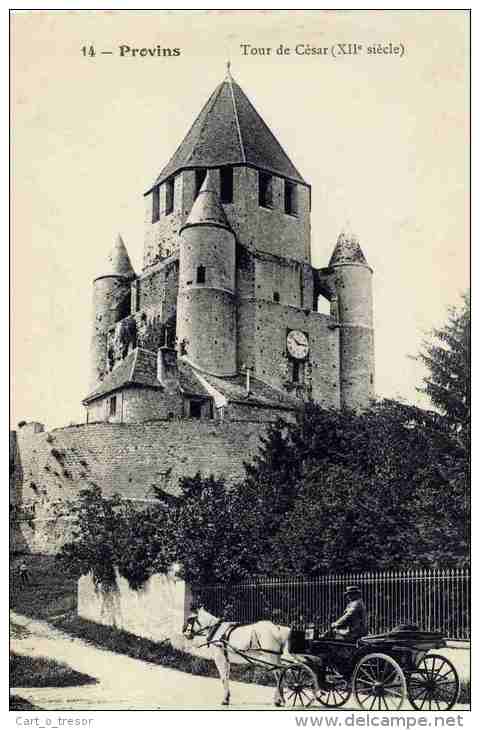 CPA 77 PROVINS  TOUR DE CESAR (ATTELAGE) - Provins