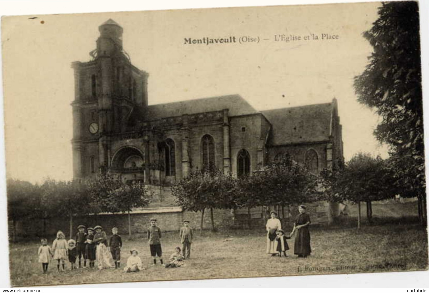 Dépt 60 - MONTJAVOULT - L'Église Et La Place - Très Animée - Montjavoult