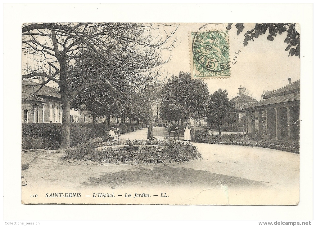 Cp, 93, Saint-Denis, L'Hôpital, Les Jardins,  Voyagée 1907 - Saint Denis