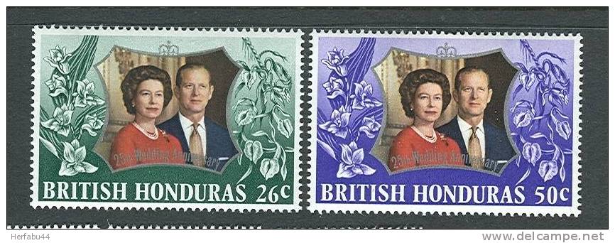 British Honduras        "Silver Wedding"       Set      SC# 306-07 MNH** - Royalties, Royals