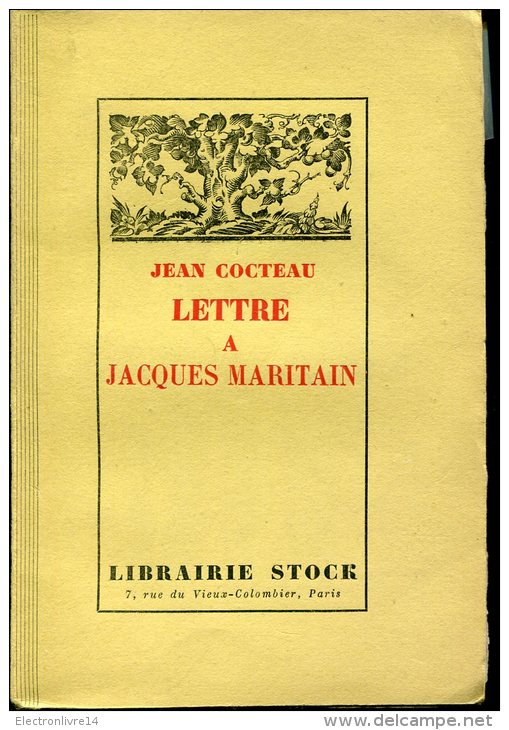 Jean Cocteau  2 Volumes Lettre A Jacques Maritain Et Reponse De Jean Cocteau  Stock - Klassische Autoren