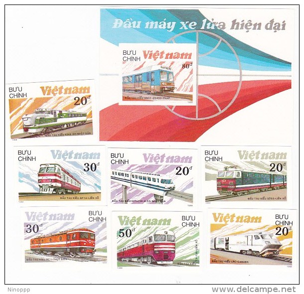 Vietnam1988 Locomotives Imperforated Set And Mini Sheet MNH - Vietnam