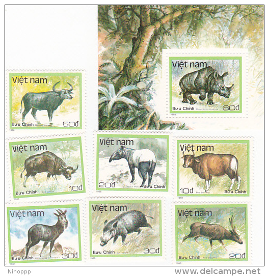 Vietnam 1988 Wild Animals Set And Mini Sheet MNH - Vietnam