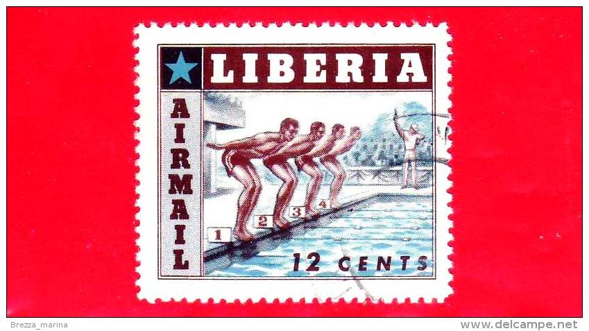 LIBERIA - Nuovo -  1955 - Sport - Nuoto - Swimming - 12 - Posta Aerea - Liberia