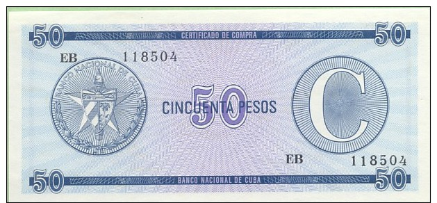CUBA - 50 Pesos - 2 ème Série C - Pick FX 24  - UNC - NEUF - Cuba