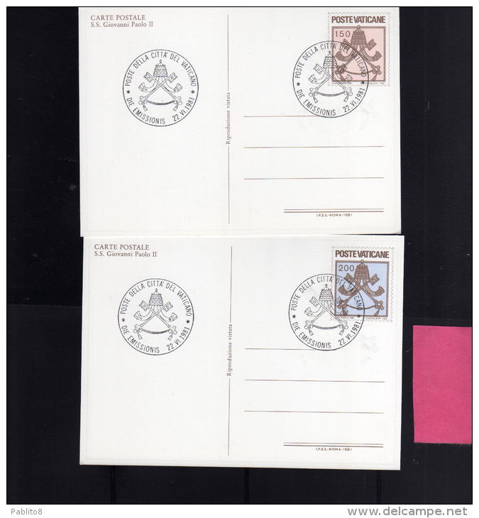 VATICANO - VATICAN - VATIKAN 1981 2 CARTOLINE POSTALI LIRE 150 E 200 PAPA GIOVANNI PAOLO II USATE USED FDC - Entiers Postaux