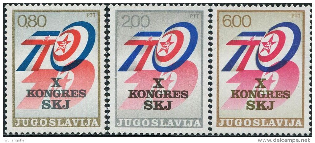 YG0167 Yugoslavia 1974 South Of Union Assembly Declared Flag 3v MNH - Nuevos