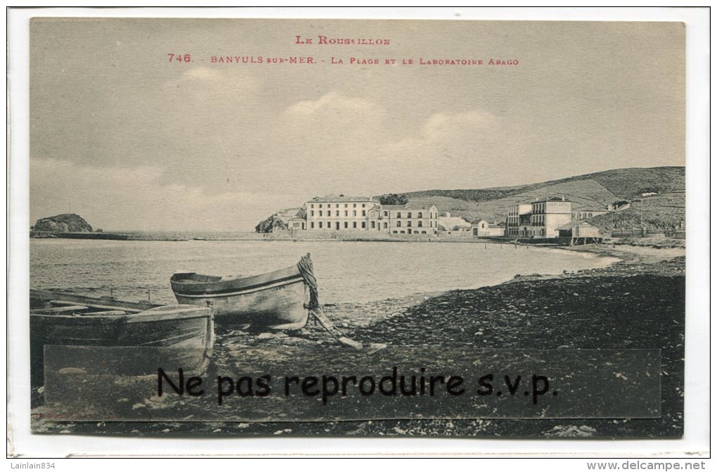 - 746 - BANYULS Sur MER - La Plage Et Le Laboratoire Arago, Barques, Non écrite, Magnifique, TBE, Scans. - Banyuls Sur Mer