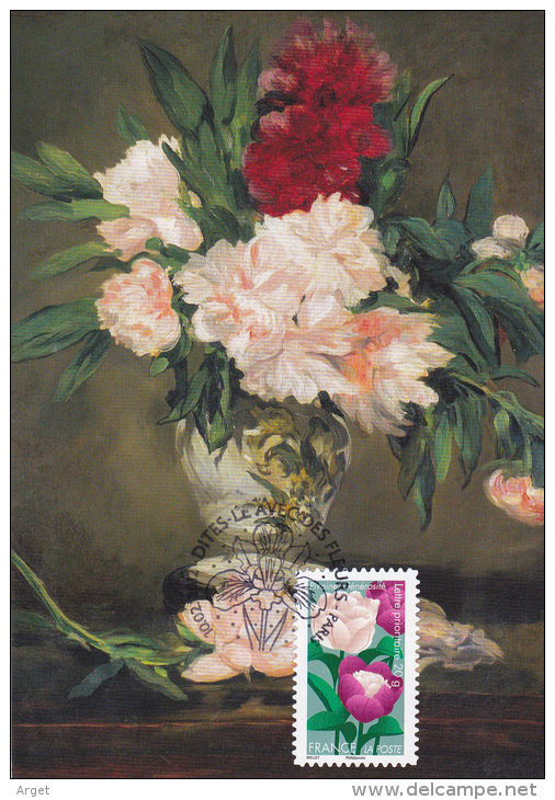 Carte Maximum FRANCE AA (PIVOINES) Obl Sp Ill 1er Jour (Ed Musée D'Orsay - Tableau De MANET) - 2010-2019