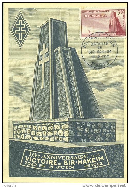 PREMIER JOUR 10 Anniversaire De La Victoire De BIR-HAKEIM 1942-1952 - Other & Unclassified