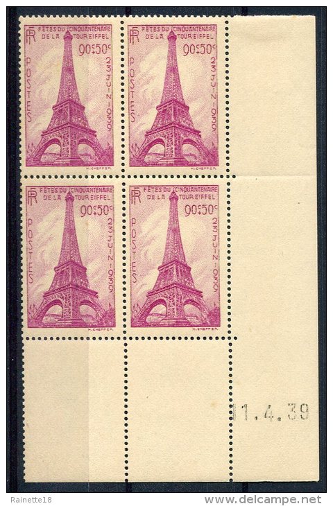 France             429  **   Bloc De 4 Coin Daté - 1930-1939