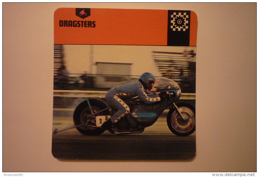 Transports - Sports Moto - Carte Fiche Moto - Dragsters (description Au Dos De La Carte - Moto Sport