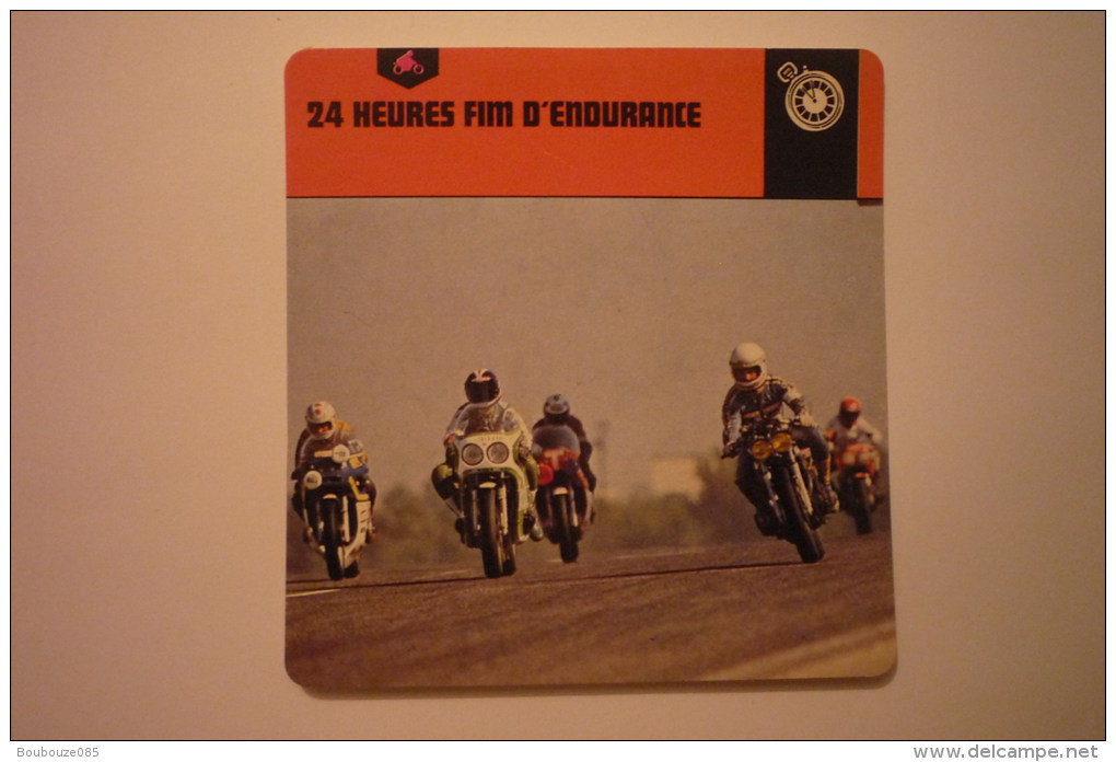 Transports - Sports Moto - Carte Fiche Moto - 24 Heures Fim D'endurence (description Au Dos De La Carte - Motorcycle Sport