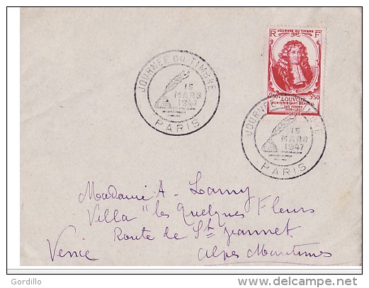 FDC JOURNEE DU TIMBRE PARIS 18 Mars 1947 . - ....-1949