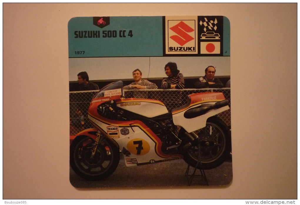 Transports - Sports Moto-carte Fiche Moto - Moto De Barry Sheene - Suzuki 500cc 4 - 1977 (description Au Dos De La Carte - Moto Sport