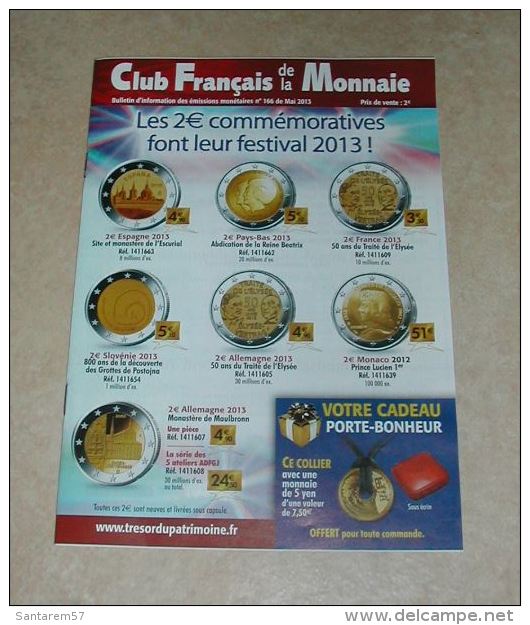 Catalogue Club Français De La Monnaie Mai 2013 N° 166 - Francese