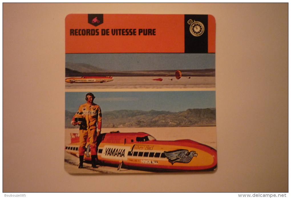 Transports - Sports Moto - Carte Fiche - Records De Vitesse Pur 487,515 Kmh Sur 2 Roue En 1975 - Motorcycle Sport