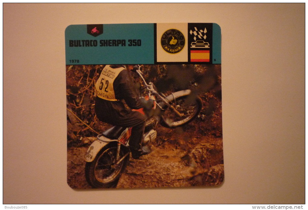 Transports - Sports Moto - Carte Fiche - Bultaco Sherpa 350 - 1978  (description Au Dos De La Carte - Motorcycle Sport