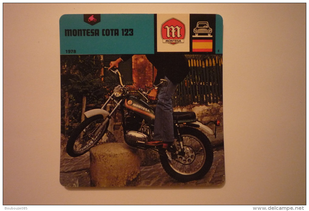 Transports - Sports Moto - Carte Fiche Moto - Montesa Cota 123 ( 1978 ) (description Au Dos De La Carte - Motorcycle Sport
