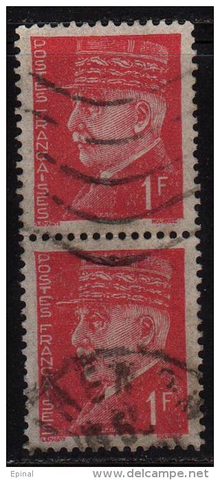 FRANCE : N° 514 Oblitéré En Paire Verticale (Types Pétain) - PRIX FIXE - - 1941-42 Pétain