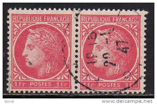 FRANCE : N° 676 Oblitéré En Paire Horizontale (Type Cérès De Mazelin) - PRIX FIXE - - 1945-47 Cérès De Mazelin