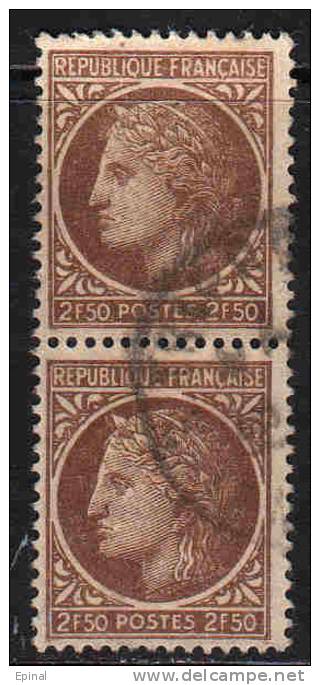 FRANCE : N° 681 Oblitéré En Paire Verticale (Type Cérès De Mazelin) - PRIX FIXE - - 1945-47 Ceres De Mazelin