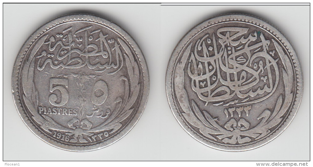 **** EGYPTE - EGYPT - 5 PIASTRES 1916 (1335) - ARGENT - SILVER **** EN ACHAT IMMEDIAT !!! - Egipto