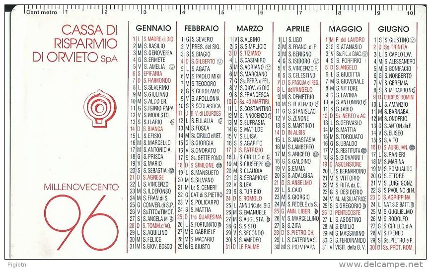 CAL382 - CALENDARIETTO 1996 - CASSA DI RISPARMIO DI ORVIETO - Petit Format : 1991-00