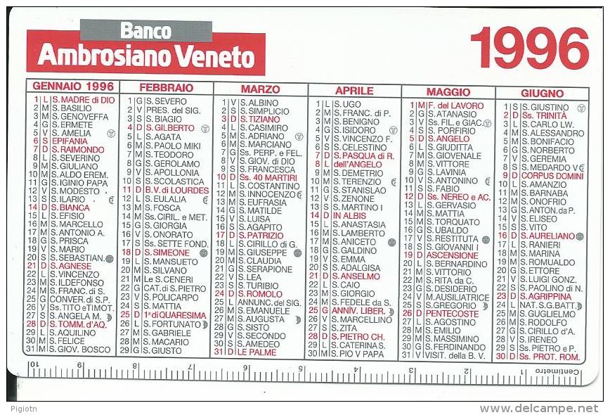 CAL385 - CALENDARIETTO 1996 - BANCO AMBROSIANO VENETO - Tamaño Pequeño : 1991-00