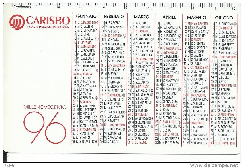 CAL393 - CALENDARIETTO 1996 - CARISBO - CASSA DI RISPARMIO DI BOLOGNA - Formato Piccolo : 1991-00