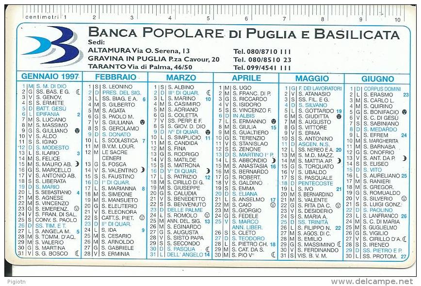 CAL441 - CALENDARIETTO 1997 - BANCA POPOLARE DI PUGLIA E BASILICATA - Kleinformat : 1991-00